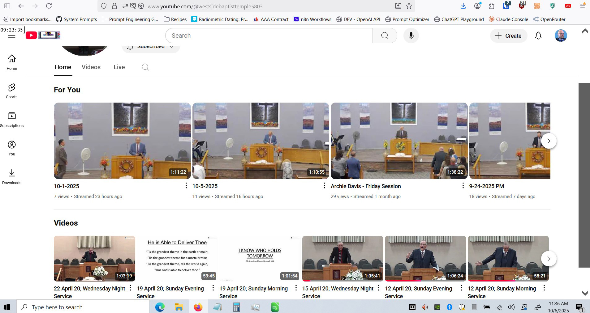 Before: channel view with date-only titles